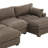 4 - Piece Upholstered Light Brown Faux Rabbit Fur Flannel Reversible Modular Sofa Living Room Sectional Couch with Ottoman-1085892523-1085892520-1085892525
