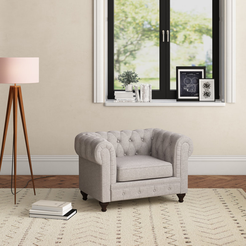 Laila Upholstered Chesterfield Chair, Light Grey