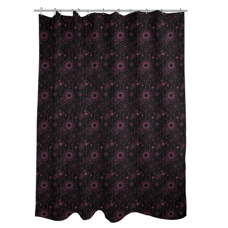Rideau de douche simple astrologie, Noir / Rose