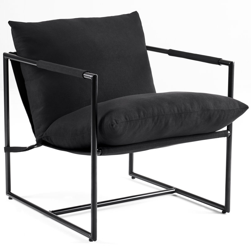 Fauteuil large 29 po Cecy, 100% polyester noir / jaune blé