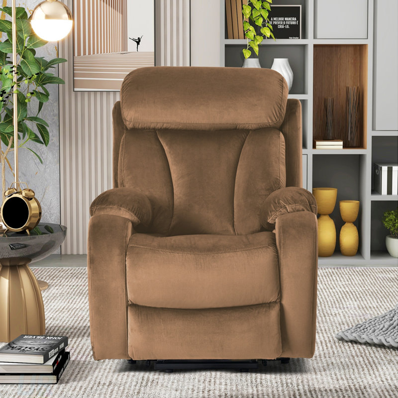 Power Lift Recliner For Elderly With Remote Control, Anti-Skid Fabric, And Overstuffed Comfort For Living Room Relaxation