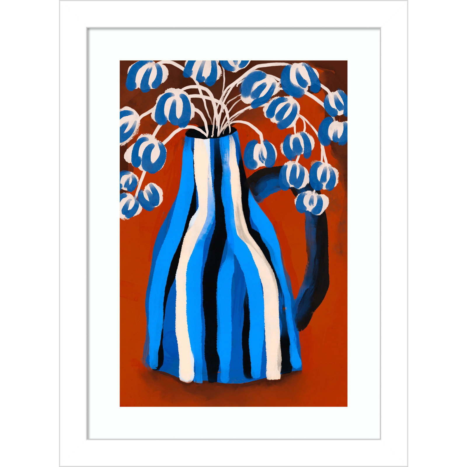 Galya "Striped Vase" Print by Treechild, White, 13" H x 10" W