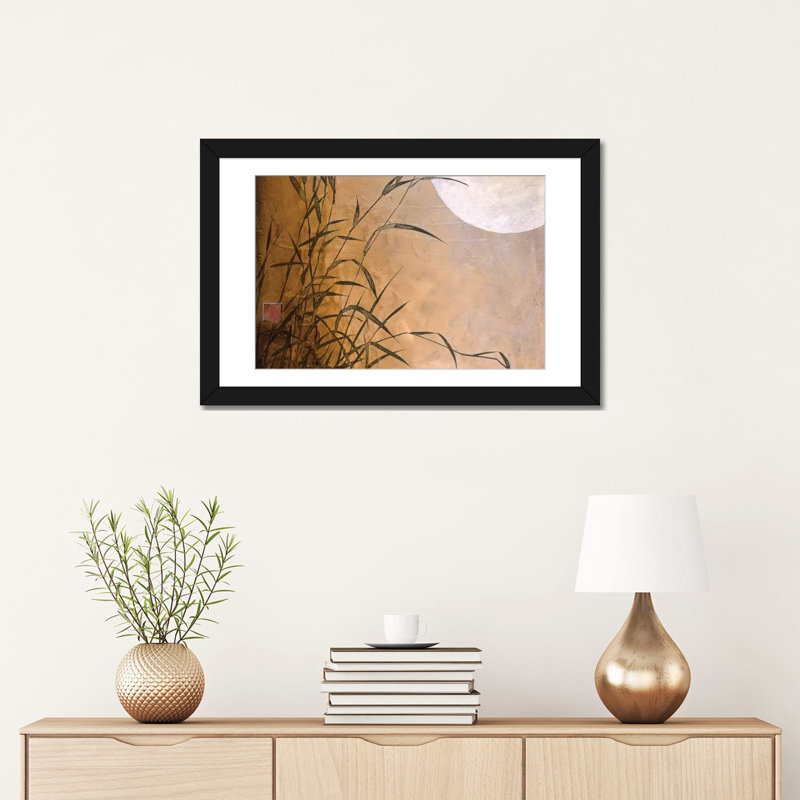«Lakeside Moonrise» par Don Li-Leger, reproduction d'art sur toile tendue, Papier d'art encadré noir, Blanc