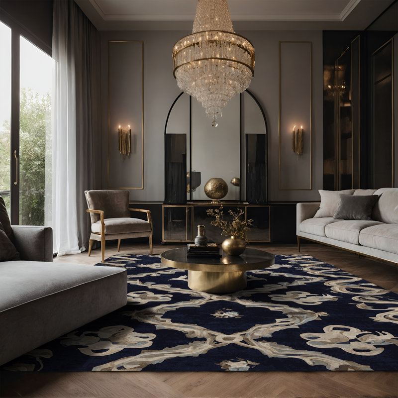 Tapis gris soyeux et moelleux, Rectangle 8 pi x 10 pi