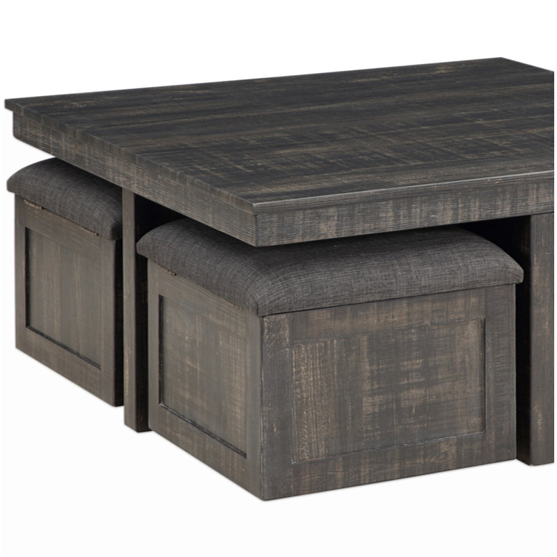 Table basse 38 po avec tabourets de rangement Moseberg