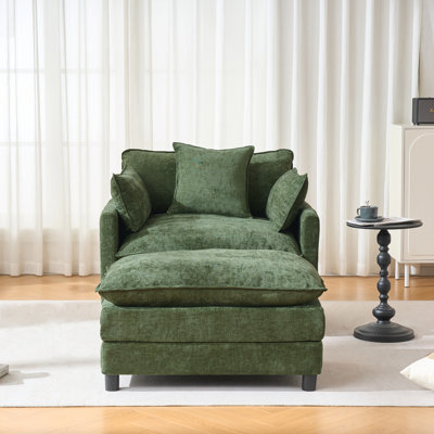 Fauteuil d'appoint avec repose-pieds en chenille moderne de 39,4 po Iris