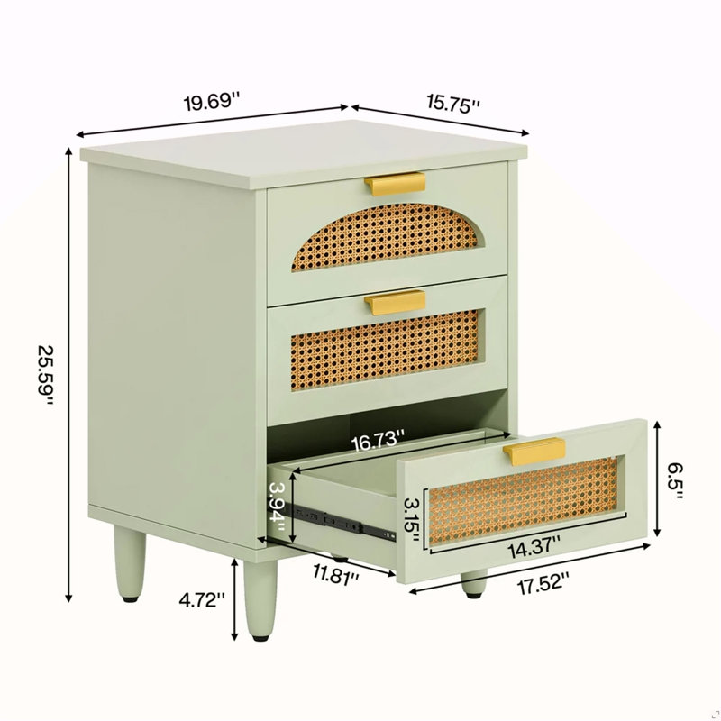 Table d'appoint en rotin, petite armoire de rangement, table de chevet