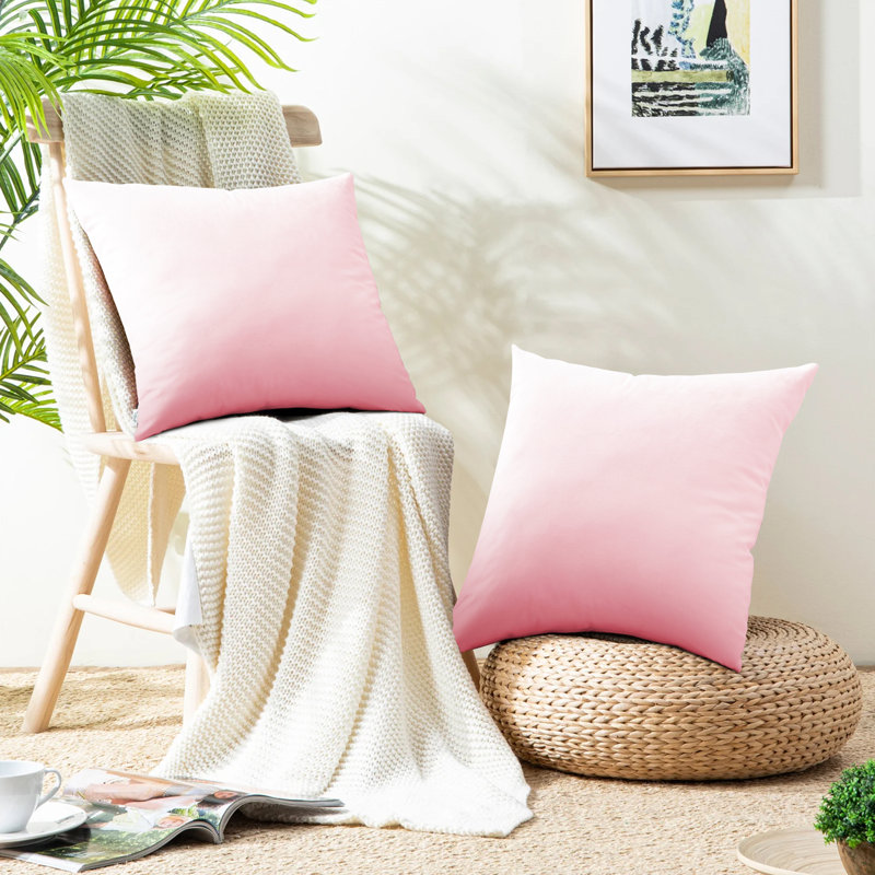 Crushed Velvet Scatter Cushion Cover Set, Pink Rose