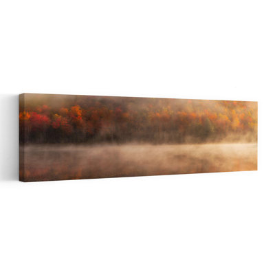 «Misty Autumn Lake», art mural forêt rêveuse et paisible
