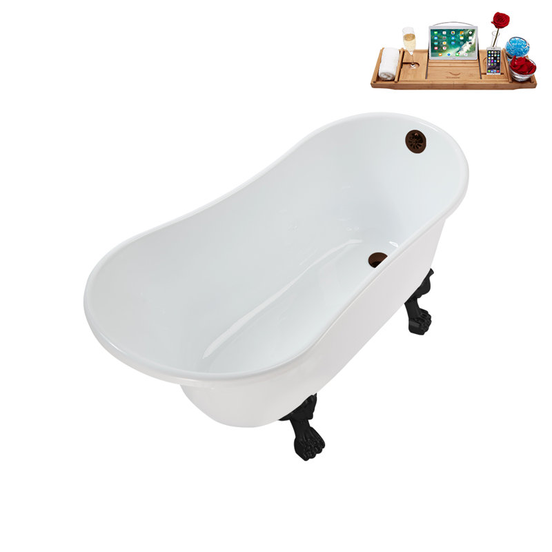 51.2'' x 25.6'' Soaking Acrylic Bathtub, Matte Black, Matte Oil Rubbed Bronze