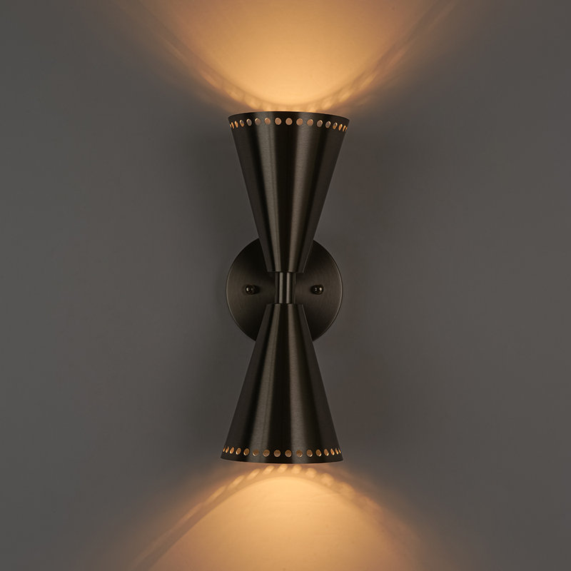 Applique murale 2 lumières en forme de sablier étoilé, Nickel