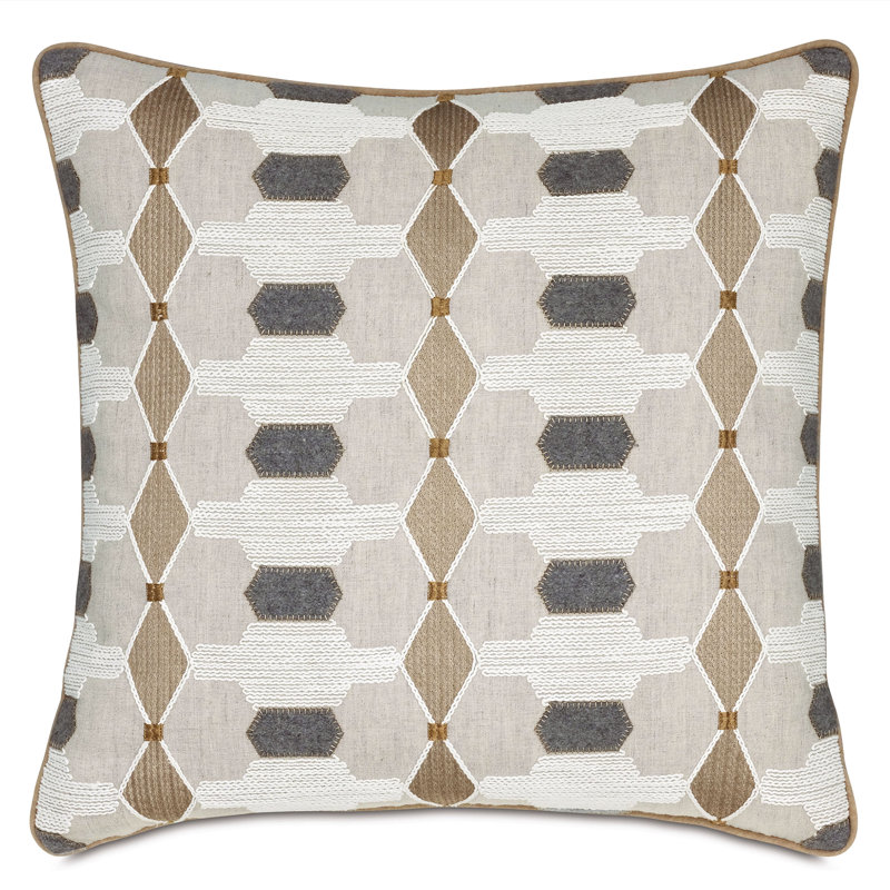 Levi Embroidered Decorative Pillow, Square 22"