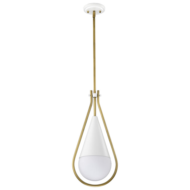 Marnix 1 - Light Teardrop Pendant, 60.5" H x 10" W x 10" D, Matte White/Natural Brass