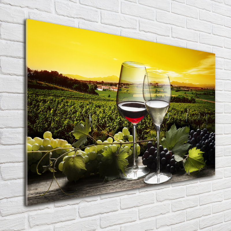 Wine And Grapes - No Frame Print on Glass