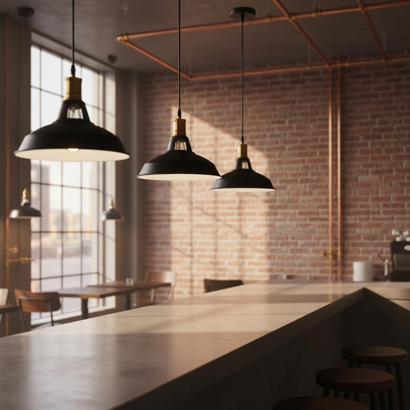 1 - Light Bowl Pendant, Black Inner White