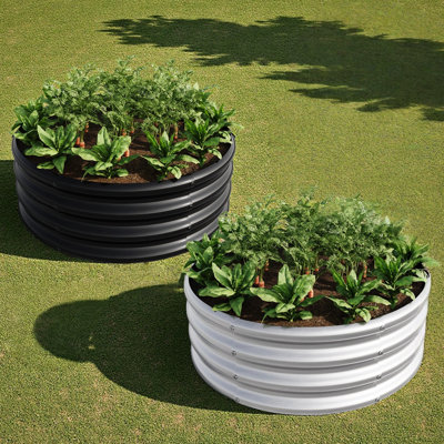 2Pcs W840116761 Galvanized Metal Raised Bed For Growing Potato And Beans, Double - Layer Galvanizing Longevity Planter With Reinforced Corners Use, Suitable Medium Rooting Plants