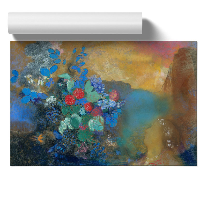 Ophelia Among The Flowers by Odilon Redon - No Frame Painting, 42cm H x 59cm W x 0.1cm D