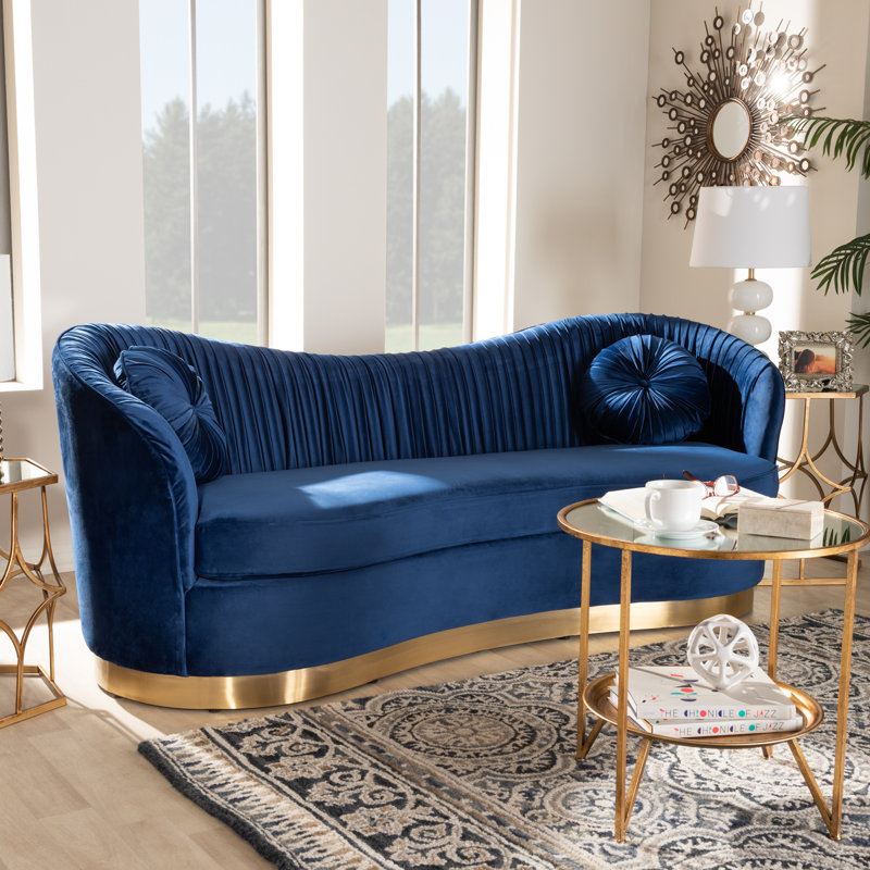 Canapé en velours bleu royal Dermot Glam