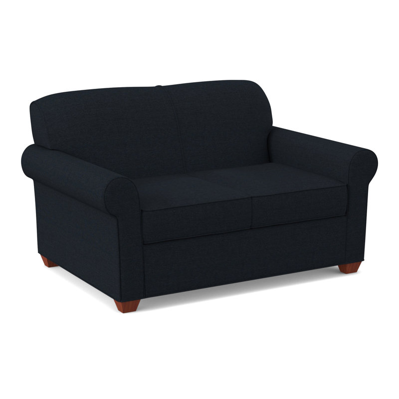 Finn 59" Rolled Arm Sofa Bed Loveseat with Reversible Cushions, BM Cherry, Antic Navy
