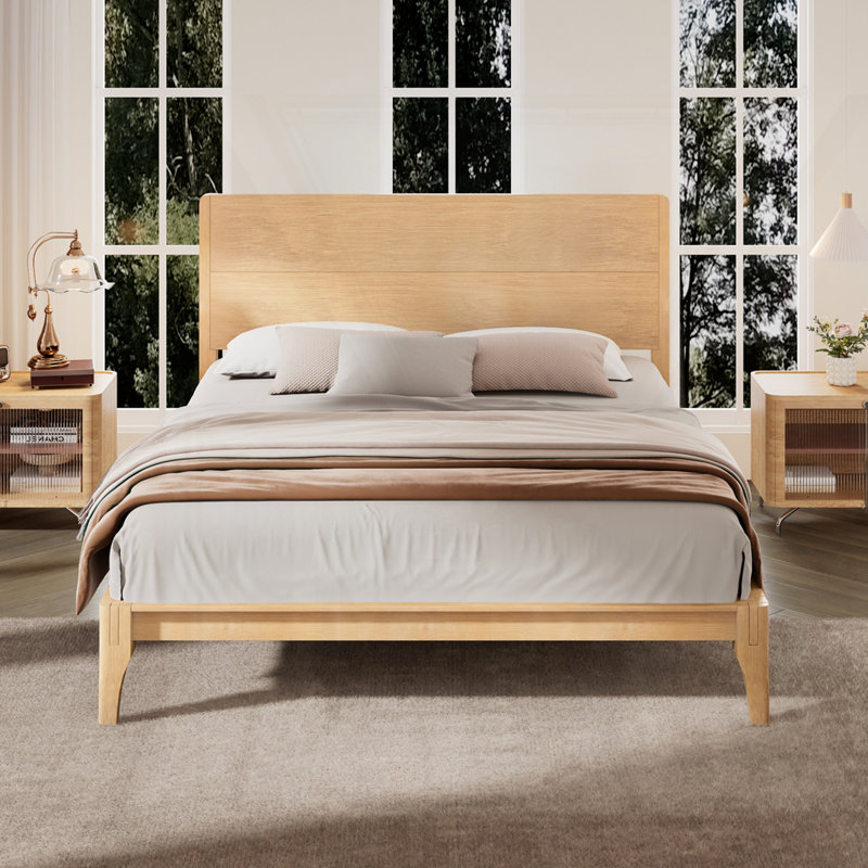 Bamboo Wood Platform Bed, Natural, Full