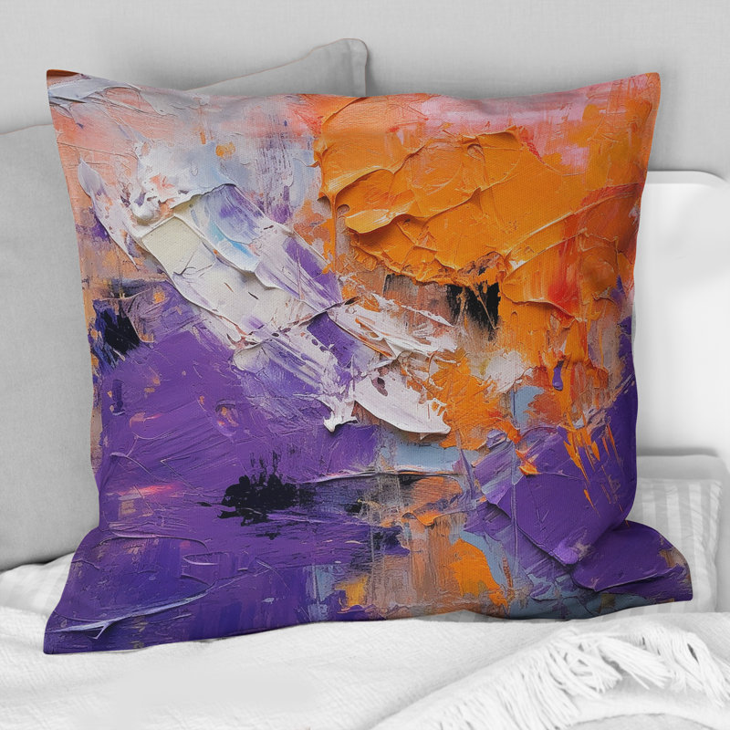 Évolution de mouvements abstraits expressionnisme II - Coussin décoratif avec peinture abstraite, 16" x 16"