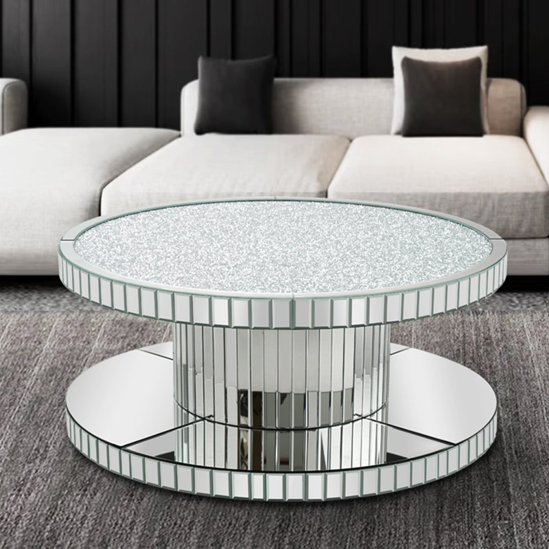 Coffee Table 40" Round In Clear Mirror Ken Design