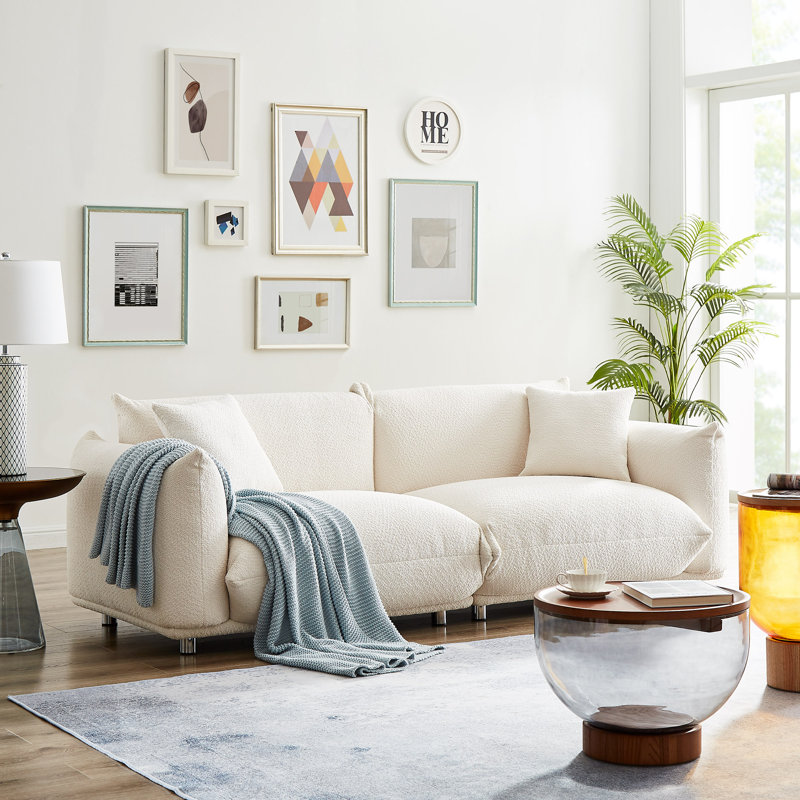 Upholstered 88.97'' Sofa, White