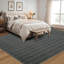 Lavable tapis 5 x 7 chambre de bébé contemporain Boho antidérapant, à poils courts, résistant aux taches, sans perte, facile à nettoyer, bureau bleu moderne-562193697