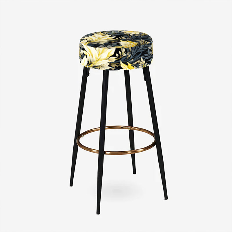 Ensemble de 2 tabourets de bar tropicaux jaunes et bleus - motif tropical I