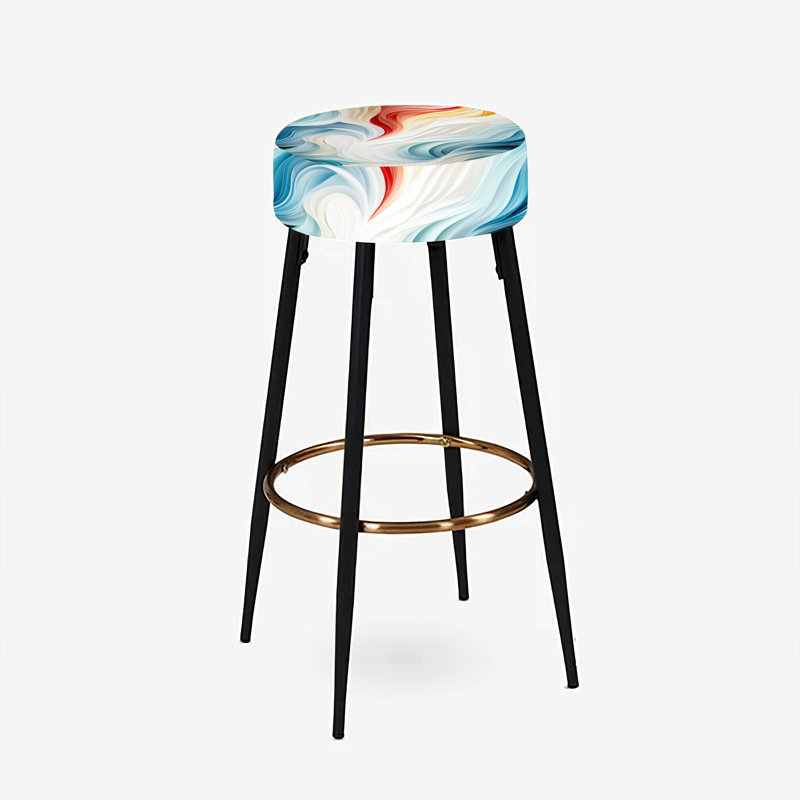 Ensemble de 2 tabourets de bar en marbre blanc et bleu