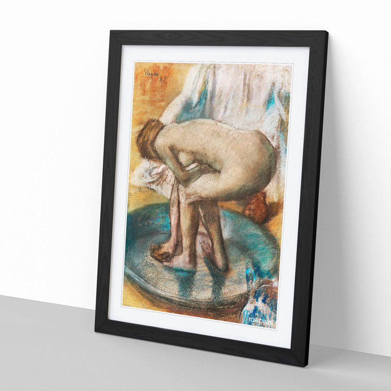 Nude Woman Bathing by Edgar Degas - Framed Print, 36cm H x 27cm W x 2cm D, Black Framed