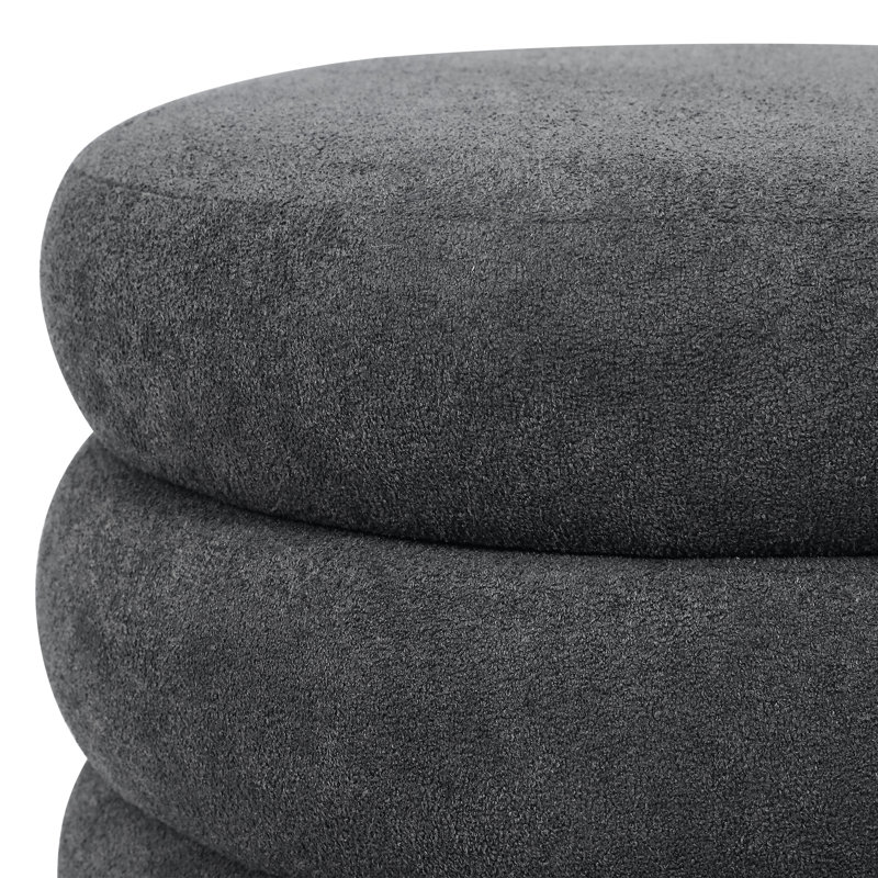 Repose-pieds rond avec rangement Milind H 18,9 po, Gris