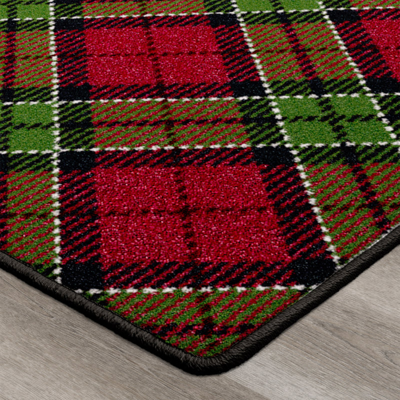 Tapis à motif écossais Ligaya Christmas, Tapis de couloir 2 pi 1 po x 7 pi 8 po