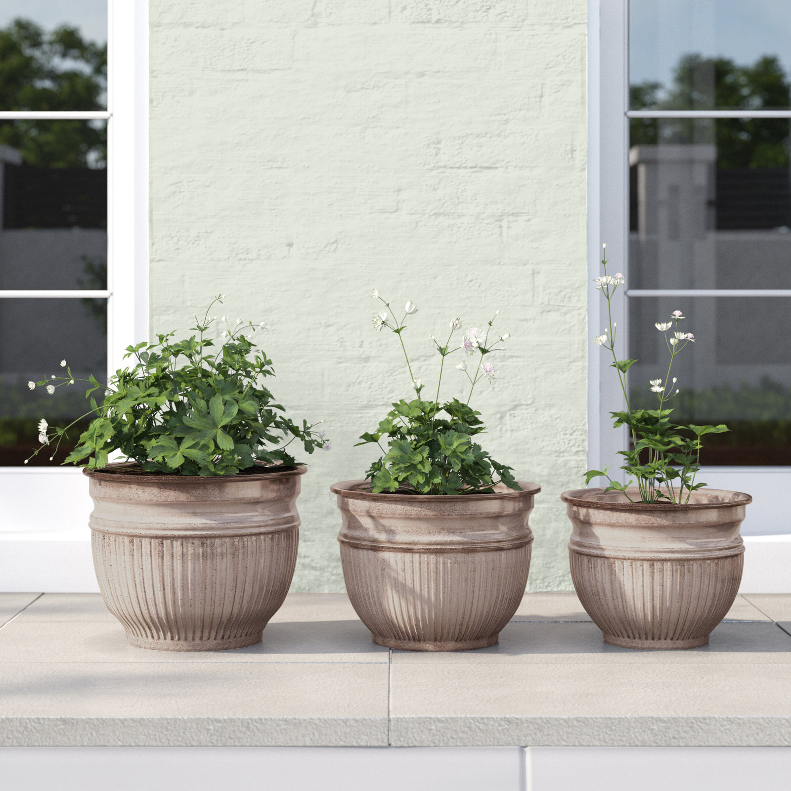Lapis 14" Pot Planter, Cream