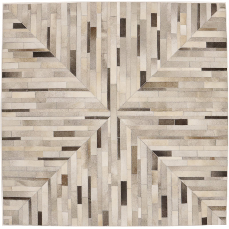 Tapis oriental gris moderne en cuir 4X6, Carré 6 pi