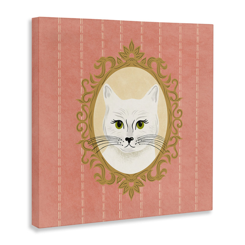 «White Cat Portrait» par Carrie Cantwell, H 24 po x l 24 po