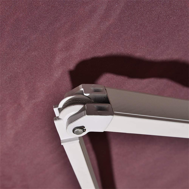 Dakota Fields 300cm W x 250cm D Fabric Cover Retractable Patio Awning, 3m W x 2.5m D, Wine Red
