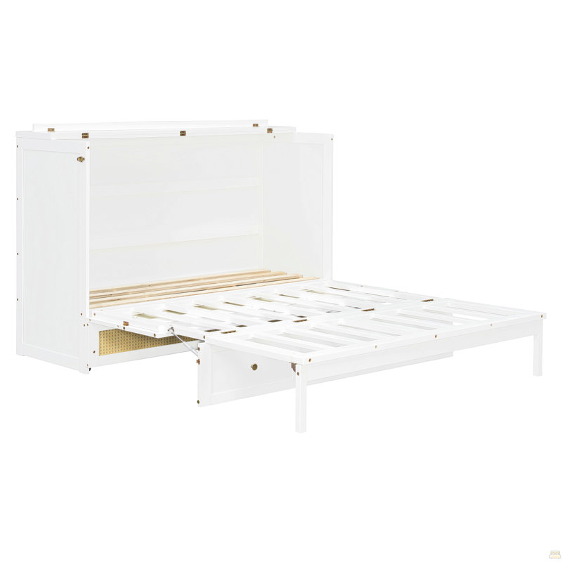 Grand lit escamotable avec grands tiroirs, Blanc