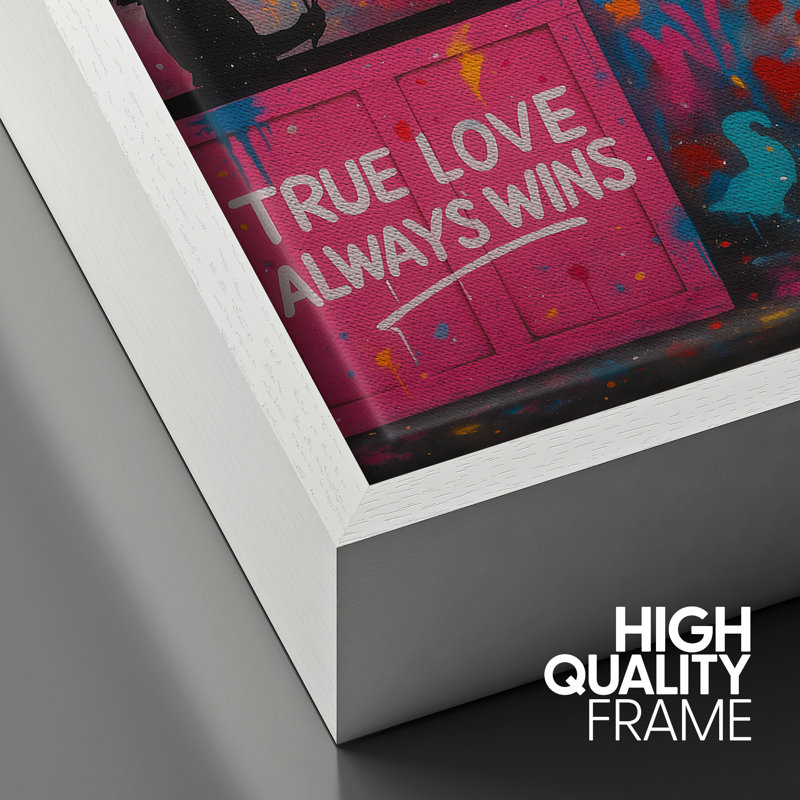 «True Love», images de graffiti, impression sur toile encadrée, Cadre blanc, H 16 po x l 24 po x P 1,5 po