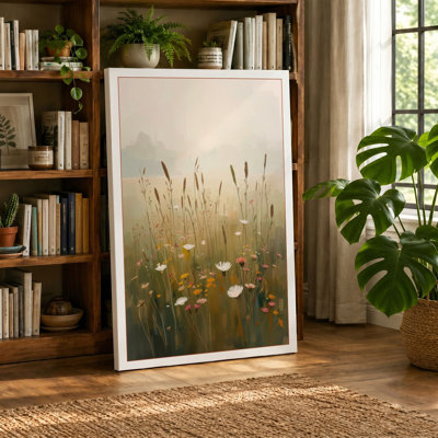 Misty Meadow Light Scandinavian - Wrapped Canvas