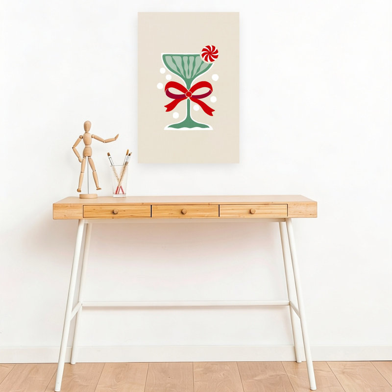 Holiday Candy Cocktail Retro Whimsical Winter Wall Art Print by Dominique Vari - Wrapped Canvas Print, 45.72cm H x 30.48cm W