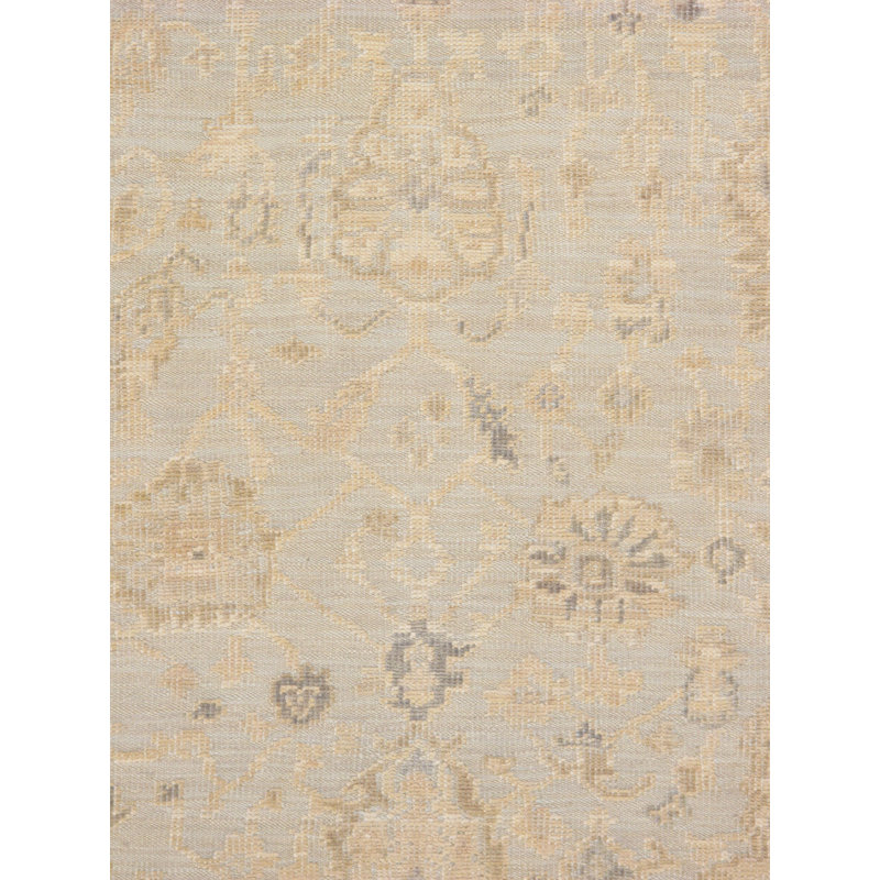 Oushak Hand-Knotted Blue Wool Area Rug, Rectangle 9'1" x 11'9"