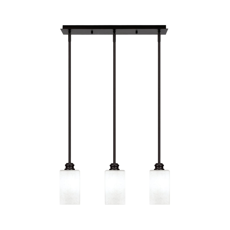 Luminaire suspendu linéaire à 3 lumières Edge avec verre carré en mousseline de 4 po Edge, Espresso