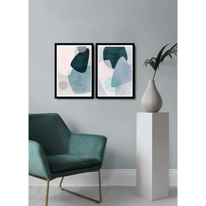 Élégantes peintures décoratives en panneau de fibres à densité moyenne (2 pièces), anonyme, taille totale: 29,1 po x 20,1 po | 100% panneau de fibres à densité moyenne (épaisseur: 0,1 pouce) et cadre en PVC (épaisseur: 0,9 pouce) | Parfait pour la décoration de la maison ou du bureau, design élégant et moderne