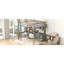 Lit mezzanine double avec bureau et station de charge, bureau moderne de rangement de couleur grise, armoires et recharge électrique, finition-415572130