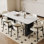 French style simple modern home dining table 6 - Person Double Pedestal Base Dining Set
