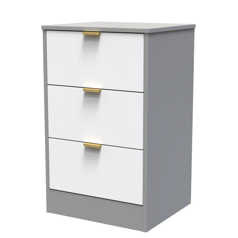 Atsumi 45cm W Manufactured Wood Bedside Table, White Matt/Dusk Grey