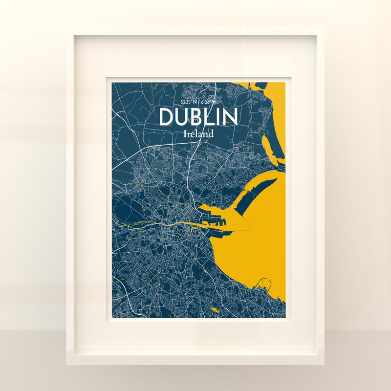 Dublin City Map In Amuse - No Frame Print, 20cm H x 16cm W x 0.05cm D