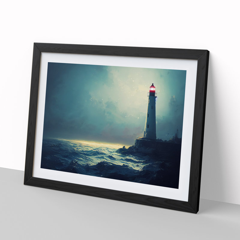XH1022-9715X Vivid Lighthouse - Single Picture Frame Print, Black Framed, 34cm H x 46cm W x 2cm D