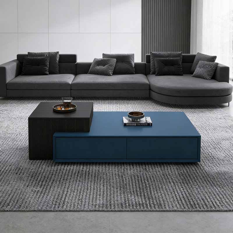Ensemble de tables basses avec 4 tiroirs Simple Living, Noir / Bleu